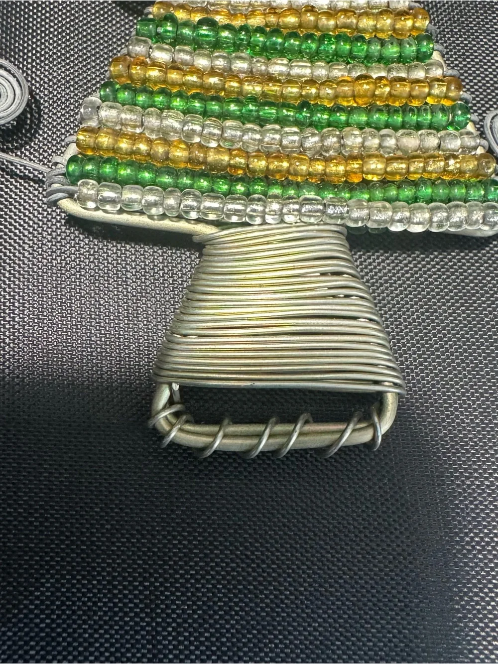 South African Handmade Christmas Tree Beaded Flat Ornament, Wire And Beads